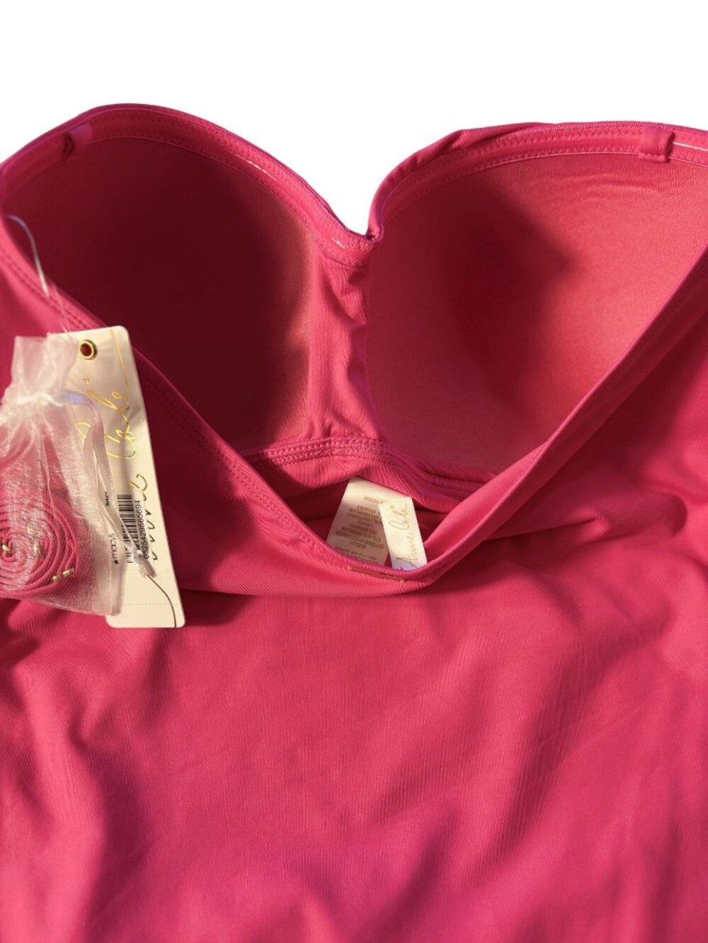 Anne Cole Pink Ruched Strapless (straps included) One-Piece Swimsuit Size 12 - Picture 12 of 15